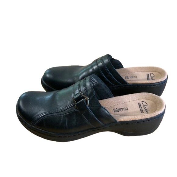 Clarks Collection Leather Slip On Clogs Black Hayla Marina Comfort Soles sz 8 - Picture 5 of 9